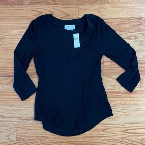 Anthropologie 3/4 sleeve black top